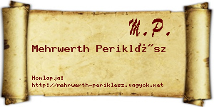 Mehrwerth Periklész névjegykártya